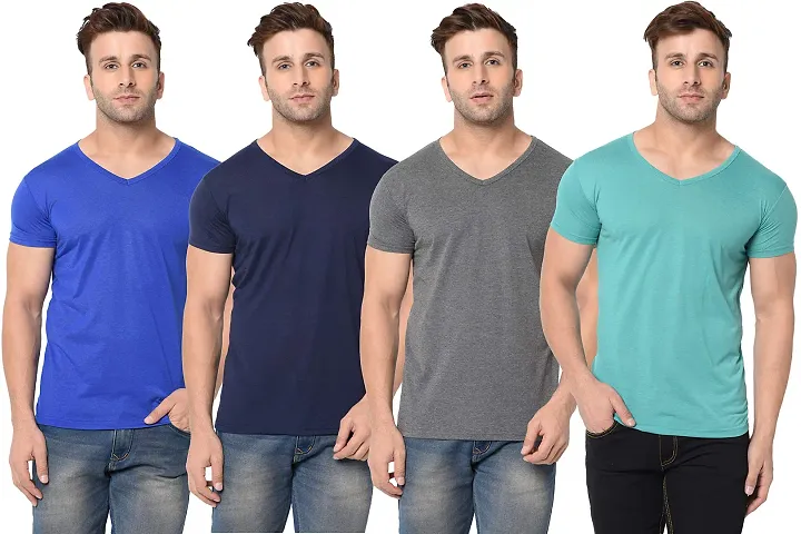 JANGOBOY Men's Solid T-Shirts Combo of Four Colors