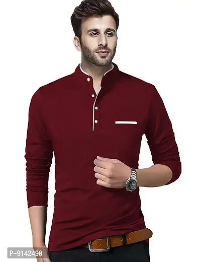 JANGOBOY Men's Cotton Blend Full Sleeve Henley Collar T-Shirt (F4u-496-497-xl_Black  Maroon_XL) Pack of 2-thumb4