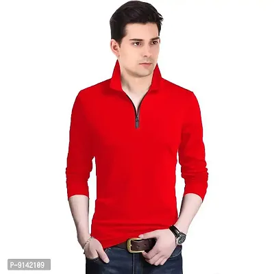 JANGOBOY Men's Collar Neck Full Sleeve Cotton Blend T-Shirt-thumb0