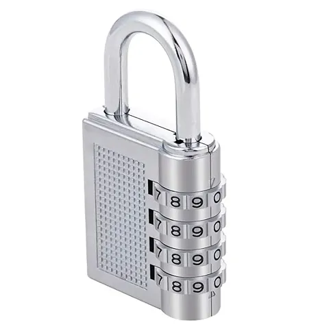 Combination Lock 4 Digit Bag Lock Number Lock for Bag Luggage Door Gate Tool Box Padlock 4-Digit Safe Pin Password Zinc Alloy Hand Bag Shape Number Combination Lock | Silver