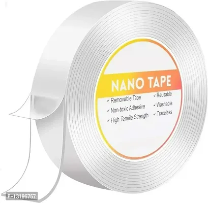 Removable Adhesive Nano Gel Tape - Magic Traceless Tape for Wall,Kitchen,Carpet,Photo, Car Glass Fixing Home Decor and DIY Crafts (3 Meters)-thumb0