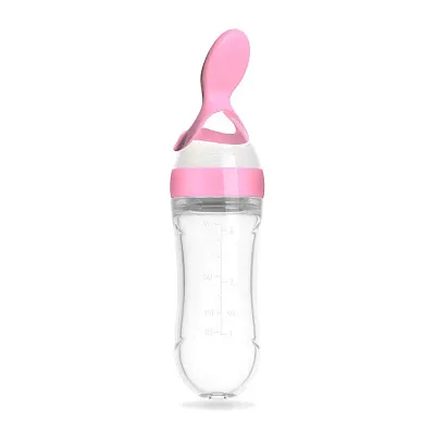 Feeding Spoon with Squeezy food Grade Silicone Feeder bottle , For Infant  Baby, 90ml, BPA Free