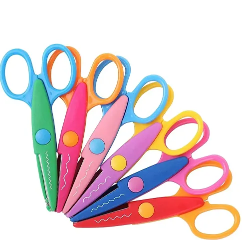 6  Pieces Art and Craft Kids Zig zag Scissors, Safety Scissors, Design Pattern Scissors for Kids Toddler Adults, Crafting Scrapbooking Supplies for School