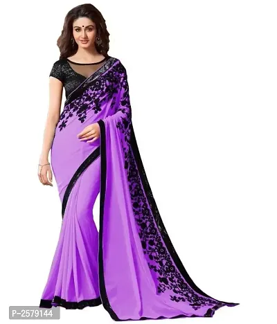 Multicoloured Embroidered Georgette Saree With Blouse Piece