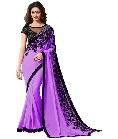 Embroidered Georgette Saree With Blouse Piece