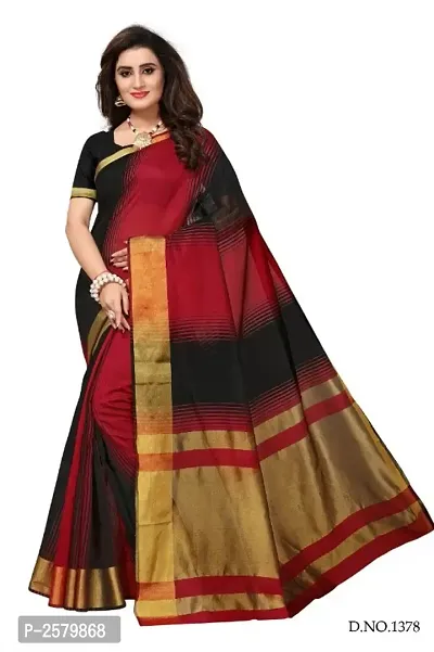 Stylish Cotton Silk Saree With Blouse Piece-thumb0