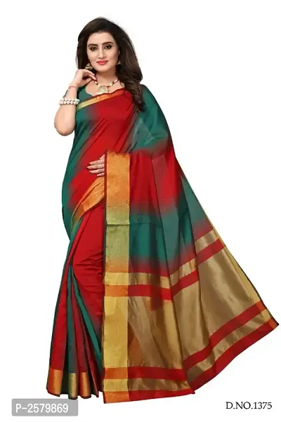 Stylish Cotton Silk Saree With Blouse Piece-thumb0