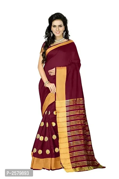 Multicolored Poly Cotton Saree-thumb0