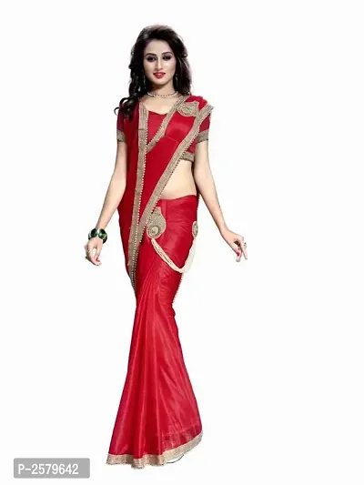 Designer Ready To Wear Poly Silk Embellished Saree with Blouse Piece-thumb0