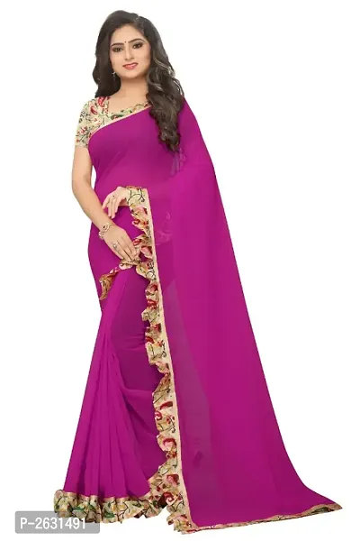 Ruffle Lace Saree With Printed Blouse