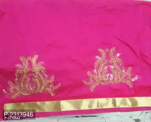 Chanderi Cotton Saree With Embroidered Blouse Piece-thumb2