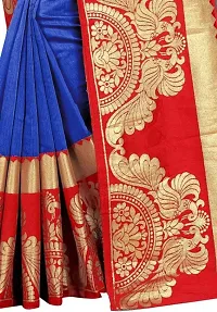 Peacock Border Chanderi Cotton Jacquard Saree with Blouse Piece-thumb1