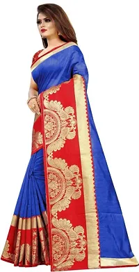 Peacock Border Chanderi Cotton Jacquard Saree with Blouse Piece-thumb2