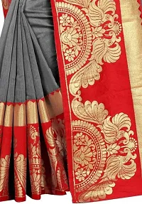 Stylish Peacock Border Chanderi Cotton Jacquard Saree with Blouse Piece-thumb1