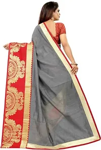 Stylish Peacock Border Chanderi Cotton Jacquard Saree with Blouse Piece-thumb2