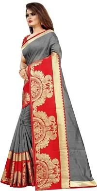 Stylish Peacock Border Chanderi Cotton Jacquard Saree with Blouse Piece-thumb3