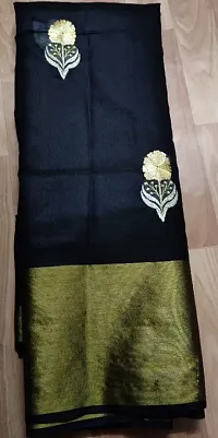 Beautiful Cotton Silk Embroidered Saree with Blouse piece-thumb1