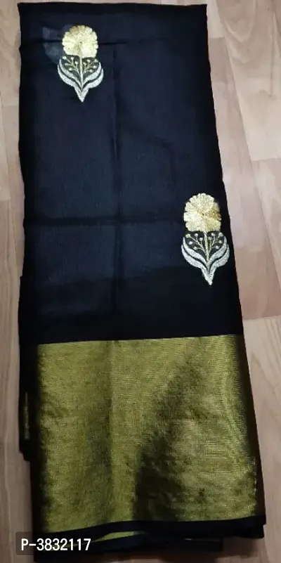 Beautiful Cotton Silk Embroidered Saree with Blouse piece-thumb2