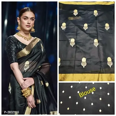 Stylish Cotton Silk Embroidered Zari Border Saree With Blouse Piece