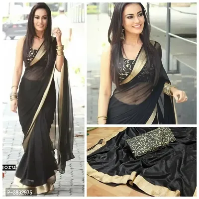 New Trendy Art Silk Solid Saree with Blouse piece