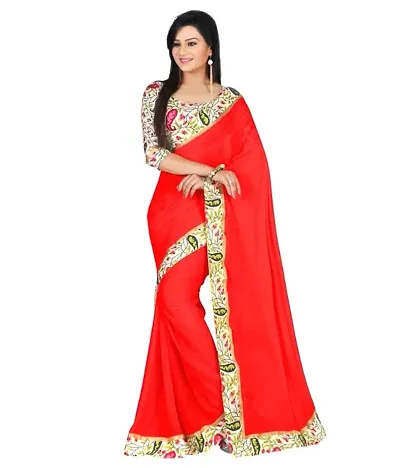 Trendy Lace Bordered Art Silk Sarees with Blouse Piece
