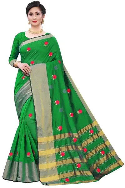 Cotton Silk Embroidered Sarees with Blouse Piece