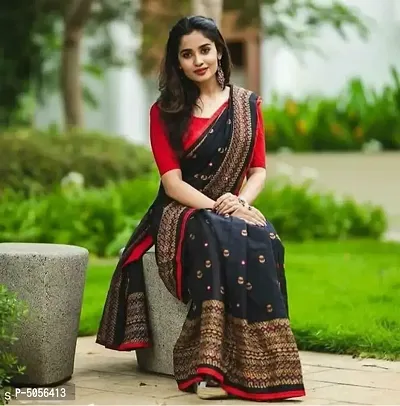 Beautiful Jute Cotton Printed Saree with 2 Blouse Piece-thumb0