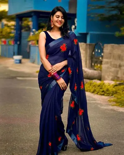 Beautiful Georgette Saree With Blouse Piece For Women