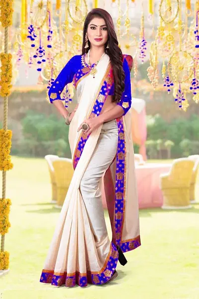 Art Silk Embroidered Lace Border Sarees with Blouse piece