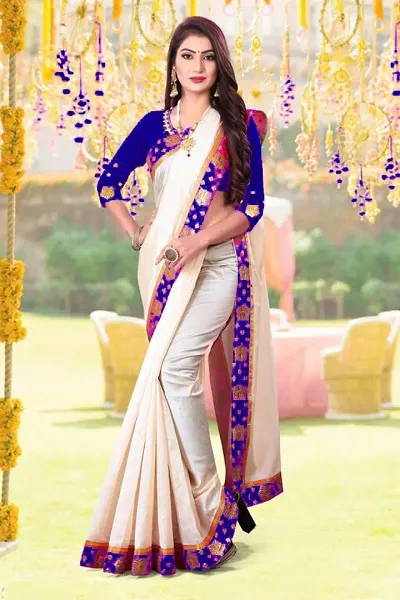 Art Silk Embroidered Lace Border Sarees with Blouse piece