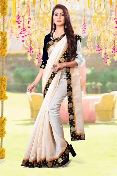 Elegant Chanderi Zari Embroidered Women Saree with Blouse Piece