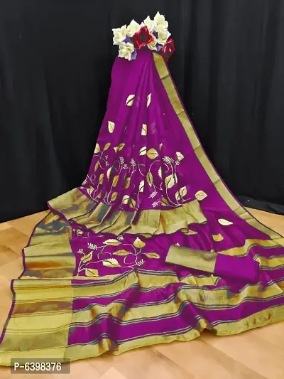 COTTON SILK EMBROIDERD SAREE WITH  BLOUSE