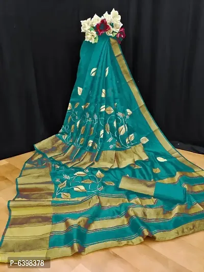 COTTON SILK EMBROIDERD SAREE WITH  BLOUSE