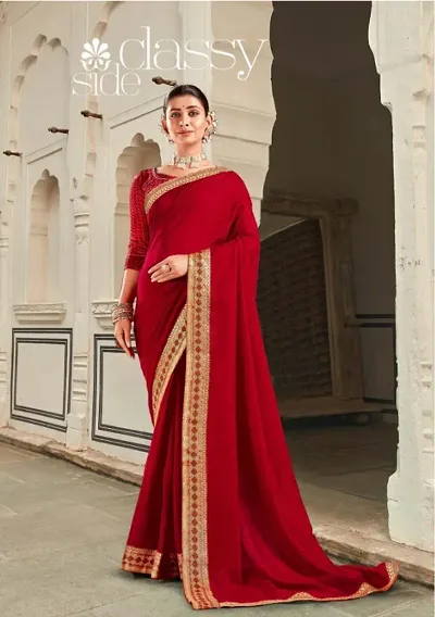 Attractive Art Silk Lace Border Saree with Blouse Piece
