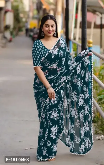 Classic Georgette Printed Saree with Blouse piece-thumb0