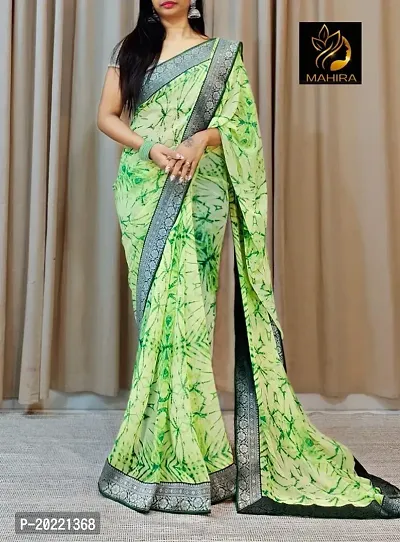 Faux georgette  printed saree with blouse and border-thumb0