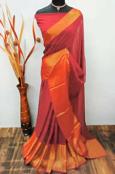 Alluring Chiffon Saree with Blouse piece 