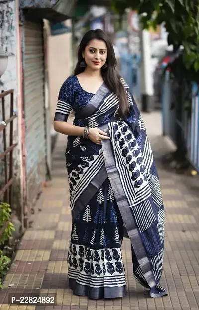 Classic Silk Cotton  Printed Saree with Blouse piece