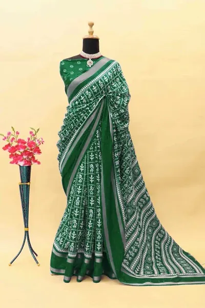 Must Have Art Silk Saree with Blouse piece 