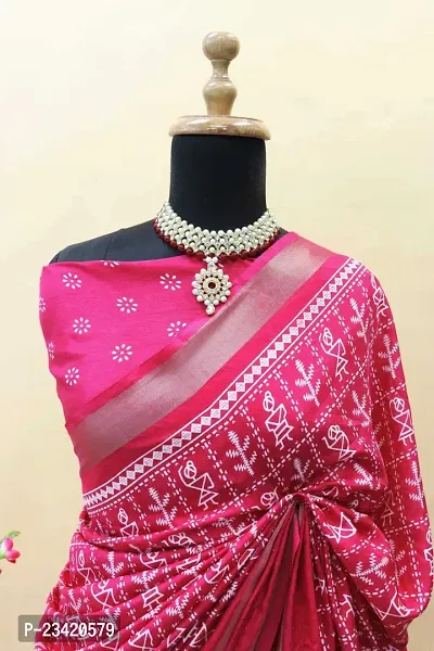 Classic Art Silk Printed Saree with Blouse piece-thumb2