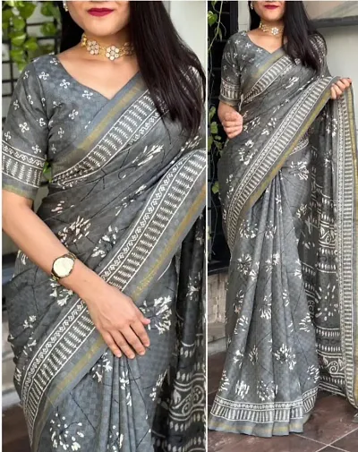 Glamorous Jute Silk Saree with Blouse piece 