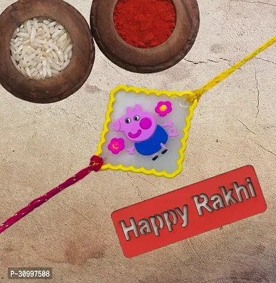 Les Bon Amis Modern Cartoon Character Rakhi for Kids with Roli Chawal | Rakhee for Younger Brother, Bro, Child, Little One, Baby, Baby Boy, Girl - Pack of 2 Cartoon Character Peppa Pig and Motu Patlu-thumb2