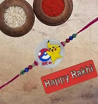 Les Bon Amis Modern Cartoon Character Rakhi for Kids with Roli Chawal | Rakhee for Younger Brother, Bro, Child, Little One, Baby, Baby Boy, Girl - Pack of 2 Cartoon Character Pokemon and Pikachu-thumb2