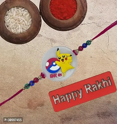 Les Bon Amis Modern Cartoon Character Rakhi for Kids with Roli Chawal | Rakhee for Younger Brother, Bro, Child, Little One, Baby, Baby Boy, Girl - Pack of 2 Cartoon Character Pokemon and Pikachu-thumb3