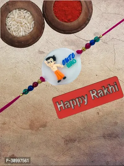 Les Bon Amis Modern Rakhi for Kids with Roli Chawal | Rakhee for Younger Brother, Bro, Child, Little One, Baby, Baby Boy, Girl - Pack of 2 Cartoon Character Chota Bheem Cute Bro and Spider Man-thumb2