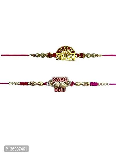 Les Bon Amis Rakhi for Bhaiya and Bhabhi Exclusive Rakhee for Bhai Brother and Bhaiya Happy Raksha Bandhan Handmade by Women Artisans Love from Sister - Pack of 2 Character Lord Mahadev and Swag Bro-thumb0