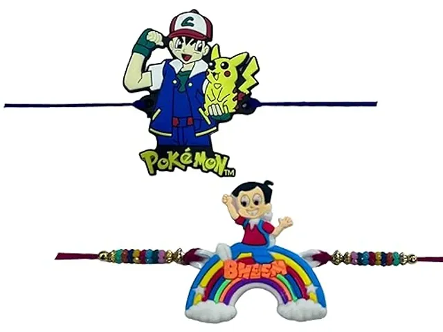 Pack of 2 Cartoon Character Pokemon and Chota Bheem Rainbow With Roli And Chawal