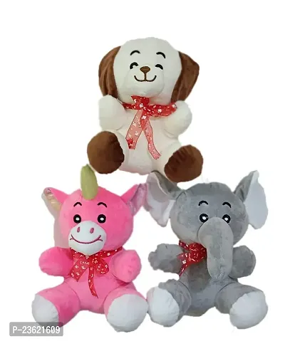 soft toy dog unicor and elephant 25 cm emrodry combo pack of 3