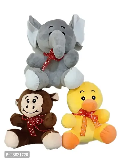 soft toys elephant monkey and duck 25 cm emrodry pack of 3