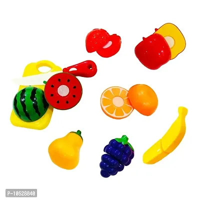 Realistic Sliceable Fruits Vegetable Cutting Play Toy Set for Kids (Multicolor) (Fruits Cutting Play Set - 9 Pcs)-thumb0